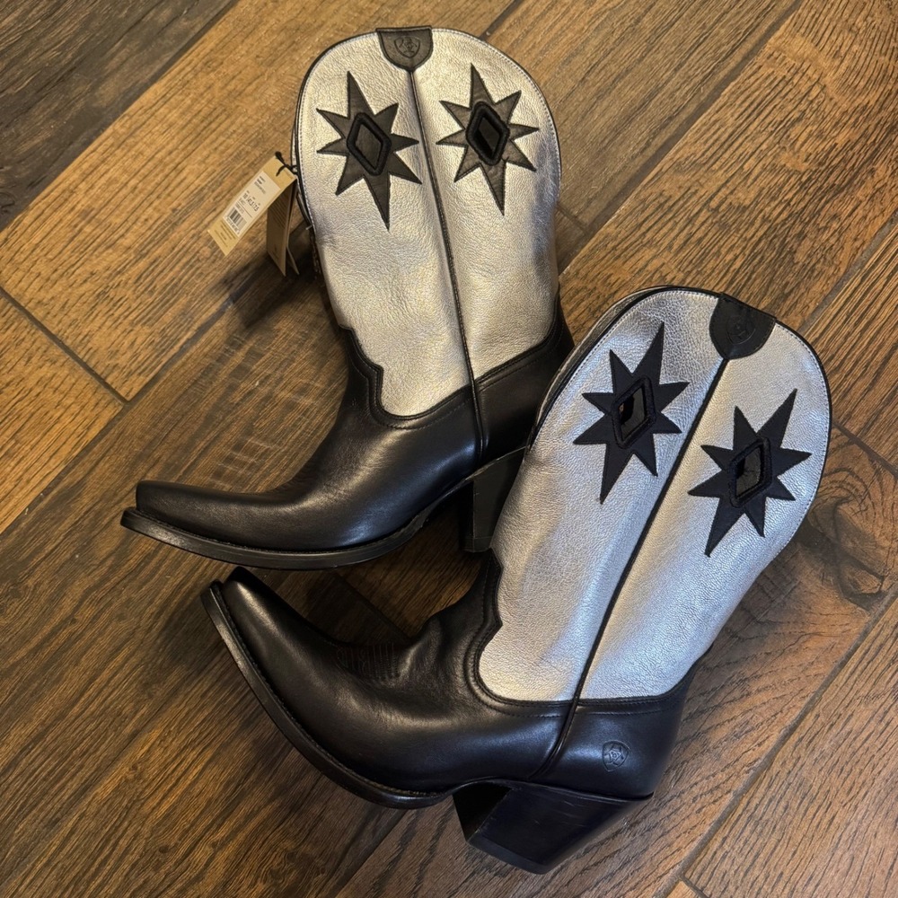 Ariat Starlight Obsidian Metallic Silver Black Star Western Boots 10061315 8B